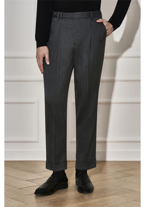 PT Torino Pantaloni Carrot in Lana e Cotone Grigio Scuro Uomo PT TORINO | Pantaloni | CO-ZSCLZB0CL10240